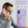 thumbnail image 6 of Furiet Wallet Case for iPhone 16 Plus 6.7 inch & Tempered Glass Screen Protector Slim Purse Shoulder Strap, Luxury PU Leather Card Holder Stand Phone Cover for i Phone16 16+ i16 + 16Plus Purple, 6 of 8