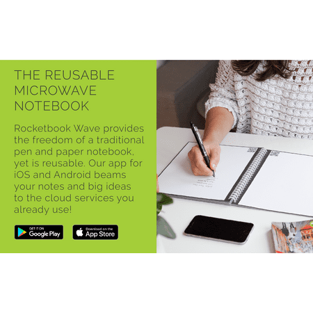 Rocketbook Wave Smart Notebook, Dot-Grid, 80 Pages, 6" x 8.9", Blue