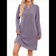 thumbnail image 1 of Vestido Informal de Larga con Bolsillos y Cuello en V para Mujer, Holgado, para Otoño e Invierno Púrpura L, 1 of 9