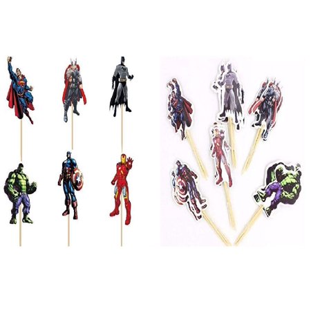 Party Cake Cupcake Picks 24 pcs The Avengers and Justice League 2.3