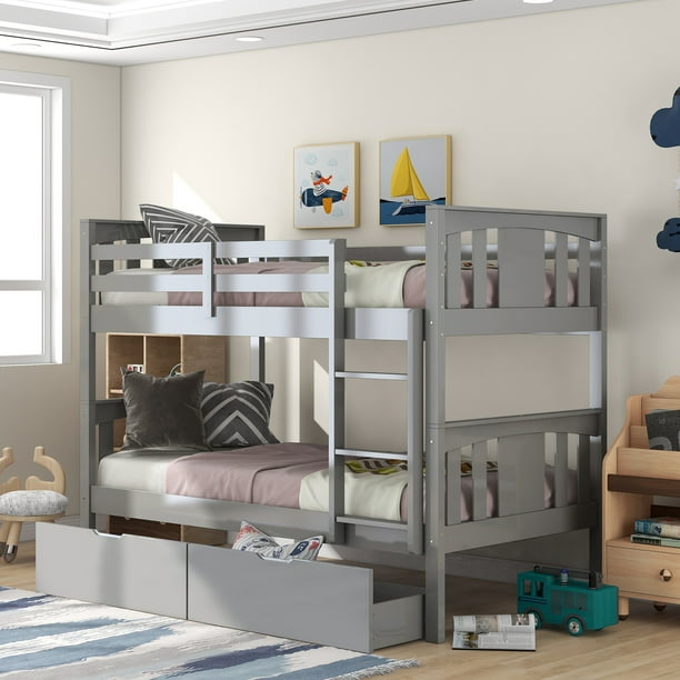 Twin Over Bunk Bed With Storage, How To Make A Twin Size Bunk Bed