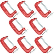 ZOENHOU 8 PCS 3 Inch C Clamps, Heavy Duty Cast Iron C-Clamp, Woodworking G Type Quick Clamp with Sliding T-Bar Handle, Red