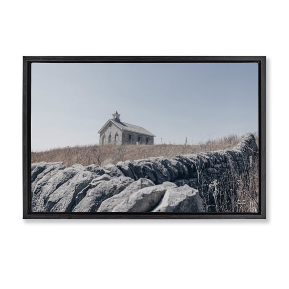 Stupell Industries Rustic Lodge One Room Schoolhouse Black Floating Frame Canvas Art, 25 x 17, by Nathan Larson