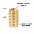 thumbnail image 5 of Threaded Inserts for Wood Installation Kit, Brass, 5/16-18 Internal Threads, 1.00" Length, 6 Pieces, Hardwood Applications$$Hardware, 5 of 5