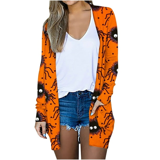 Abrigo estampado a la moda para mujer, cárdigan de manga larga, blusa informal holgada, Tops Pompotops qwe21067