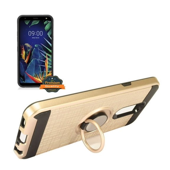 Case for LG K52 Hybrid 360° Ring Armor Shockproof Dual Layers 2 in 1 Holder with Ring Stand for Magnetic Car Mount Cover for LG K52 by Xcell - Gold