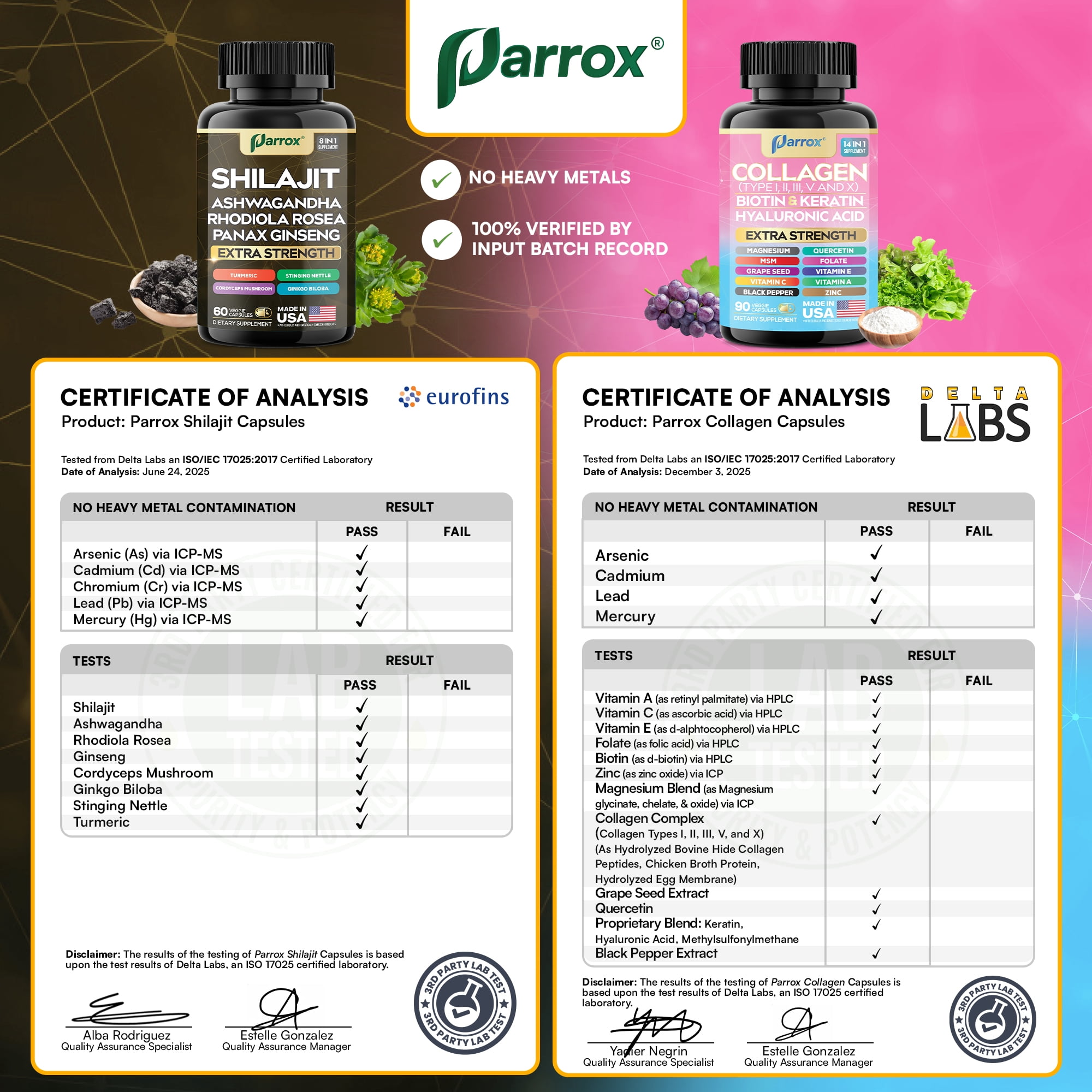 Parrox Adaptogen & Beauty Bundle – Rhodiola, Panax Ginseng, Ashwagandha, Cordyceps, Turmeric, Collagen, Biotin, Keratin, MSM, Hyaluronic Acid, Zinc, Quercetin, Vitamin C, A & E, Folate, Magnesium