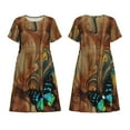 thumbnail image 5 of Defioc Vintage Butterfly Green Pattern Womens Summer Dresses Short Sleeve Sundress 2025 Beach Vacation Dresses with Pockets -XX-Large, 5 of 6