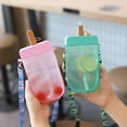 thumbnail image 3 of Neinkie Cute Kids Water Bottles with Straws, Creative Ice Cream Popsicle Leakproof Plastic Drink Water Bottles, BPA Free, Adjustable Shoulder Strap, for Sports Travel-7.99" x 4.21" x 1.73", 3 of 7