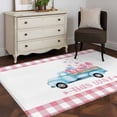 thumbnail image 3 of Area Rugs for Living Room Bedroom, Valentine's Day 4'x6' Rug Washable Carpet Runner Indoor Outdoor, Blue Truck Love Pink Plaid Romantic Non Slip Accent Floor Mats Rug for Kitchen, Office, 3 of 8