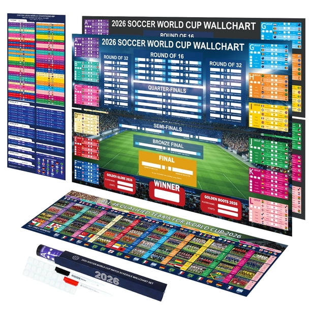 Joyvera Set de pósters del calendario del Mundial 2026 100 x 65 cm