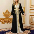thumbnail image 2 of Elegant Muslim Abaya Dress With Embroidery Long Sleeve Robe And Inner Gown Two Piece For/Black/S, 2 of 5