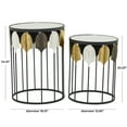 thumbnail image 3 of DecMode 18" x 24" Black Metal Leaf Accent Table with Mirrored Glass Top, 2-Pieces, 3 of 8