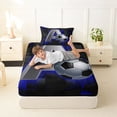 thumbnail image 4 of Castle Fairy 3D Metallic Letter A Soccer Print Twin Sheets 3pcs, Futuristic Sports Graphic Bedding, Silver Black Blue,1 Fitted Sheet, 1 Flat Sheet and 1 Pillowcase, 4 of 6