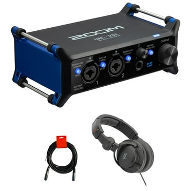Zoom UAC-232 Portable 2x2 USB-C Audio Interface Bundle with Polsen HPC-A30-MK2 Monitor Headphones and XLR-XLR Cable
