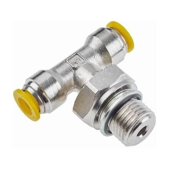 Metric Metal Push-to-Connect Fitting, Brass, Silver 172PLP-12M-6G