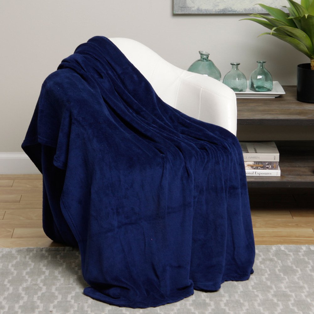 Ultra Soft Navy Design King Size Microplush Blanket