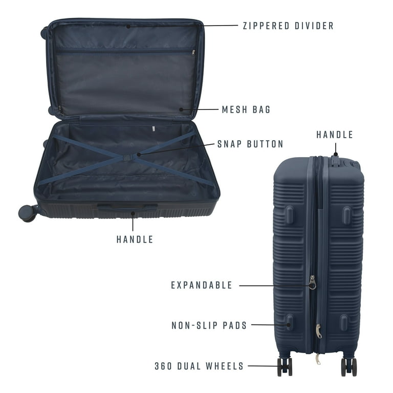 G-Force 3 Piece Expandable Rolling Luggage Set in Navy