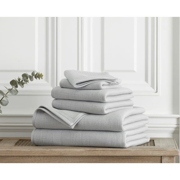 LOFT BY LOFTEX New Generation Soft and Absorbent Bath 6 Piece Set, Silver