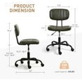 thumbnail image 2 of Small Home Office Desk Chair with Wheels, Armless Comfy Vanity Chair Swivel Computer Task Chair No Arms, Modern Height Adjustable Low Back Rolling Chair for Small Space (PU Leather Green), 2 of 18