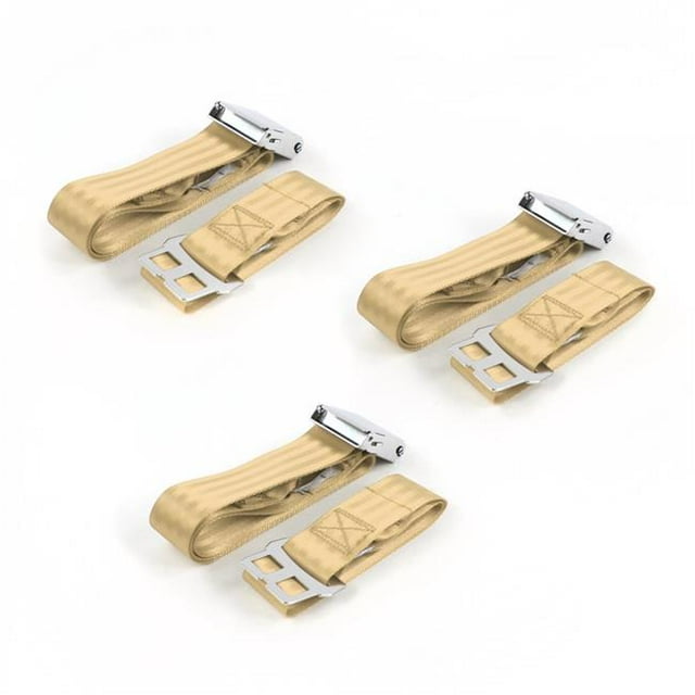 Camaro 1970-1981 Airplane 2 Point Tan Lap Bench Seat Belt Kit - 3 Belts