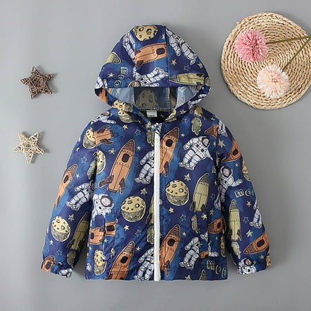 

SUWHWEA Children Spring And Autumn Models Long Sleeved Printed Hooded Zipper Jacket Windbreaker Children Clothing in season Fall savings on Clearance