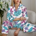 thumbnail image 5 of KLL Hawaiian Style Print Women's Long Sleeve Pajamas with Pants Sleepwear Loungewear 2 Set-X-Large, 5 of 7