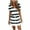 Black-A, variant on asdoklhq Womens Daytime Dresses,Women Casual V-Neck Short Sleeve Bandage Stripe Printing Loose Dress
