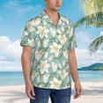 thumbnail image 5 of Balery Lilies Flowers Print Men's Hawaiian Shirts Short Sleeve Beach Shirt Relaxed Fit Vacation Button Down Shirts-Small, 5 of 9
