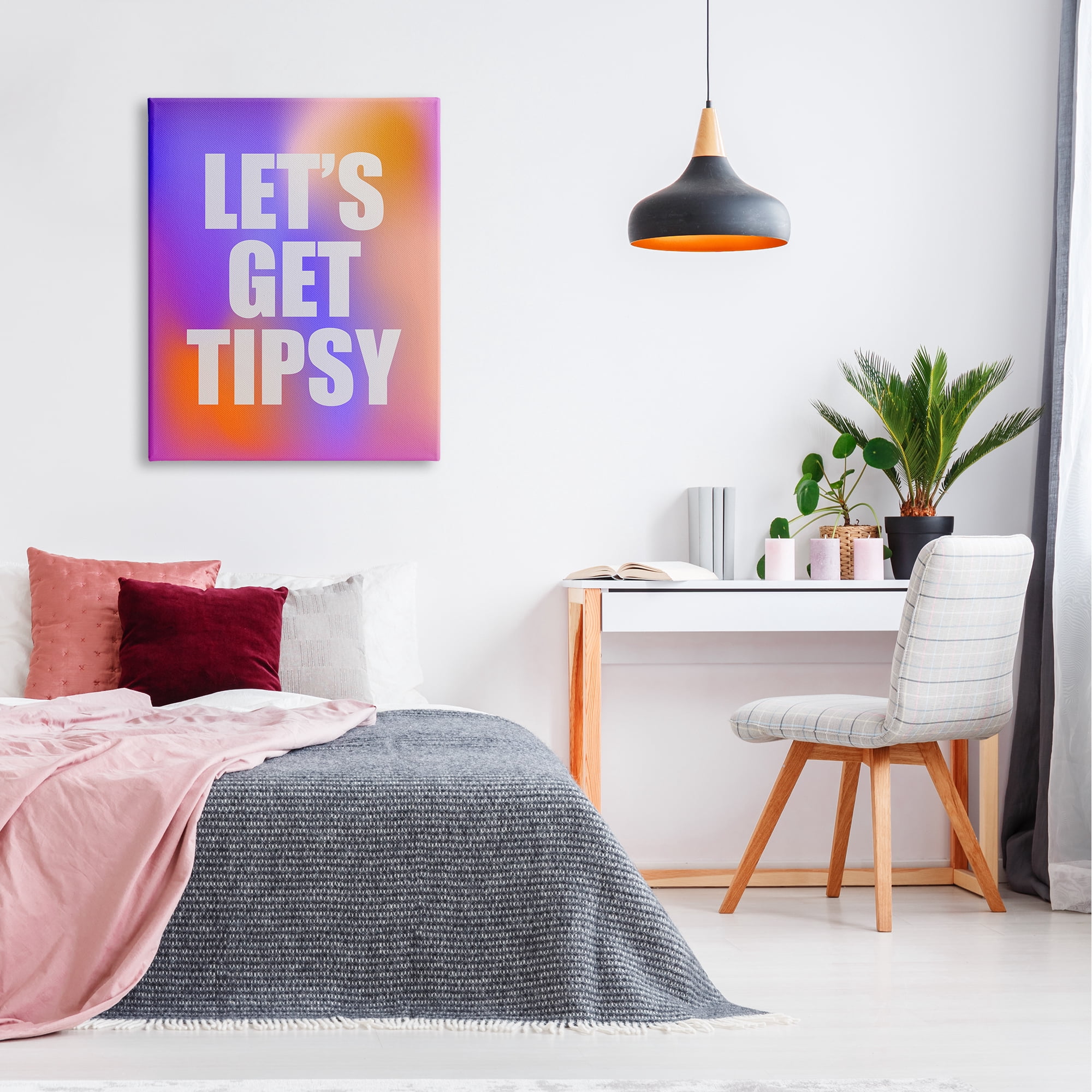 Stupell Industries Bold Let's Get Tipsy Inspirational Painting Gallery Wrapped Canvas Art Print Wall Art, 30 x 40