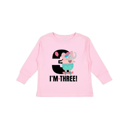 

Inktastic 3rd Birthday Elephant 3 Year Old Girl Gift Toddler Toddler Girl Long Sleeve T-Shirt