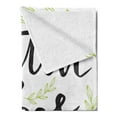 thumbnail image 2 of Positive Energy Soft Flannel Fleece Throw Blanket, Positives Vibes Only Words and Outline Leafy Branches, Cozy Plush for Indoor and Outdoor Use, 50" x 70", Apple Green Grey, by Ambesonne, 2 of 5