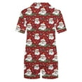 thumbnail image 4 of asdoklhq Womens Onesie Pajamas Women's Christmas Printed Short Sleeved and Shorts Casual Comfortable Set Suit Red 2X, 4 of 6