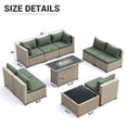 thumbnail image 5 of Amopatio 10 Pieces Patio Conversation Set With Firepit, Outdoor Sectional PE Rattan Wicker Furniture Seat,GREEN, 5 of 11