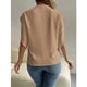 thumbnail image 5 of Mujeres ruffle manga corta tops moda casual mujeres encaje profundo V cuello manga corta camisa para el trabajo diario compras albaricoque S, 5 of 7