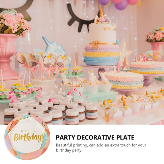 Raindrops Birthday Party Supplies Multi Color Paper Plates Round Disposable Cake Plates for Party Use 20pcs