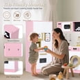 thumbnail image 6 of LINLUX Wood Kids Kitchen Playset, Pretend Play Toy Kitchen for Toddlers, w/Color Board & Fridge, Pink, 6 of 9