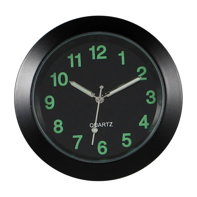 Universal Car Dashboard Clock Air Outlet Clock Car Electronic Noctilucent Quartz Clock Luminous Pointer For Auto Interior Decoration (Black)