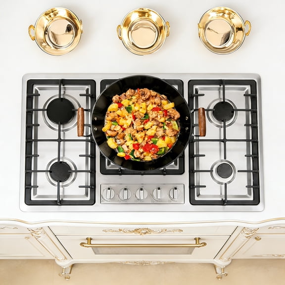 5 Burner Gas Stove, 5-Burner Gas Cooktop, Stainless Steel Gas Stove