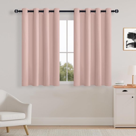 AIR-Blackout Curtains 2 Panels for Bedroom, Thermal Insulated Sun Blocking Energy Saving Curtains for Living Room, Bedroom and Kids' Room, 52 x 45 Inch, Blush Pink