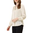 thumbnail image 4 of INSPIRE CHIC Women's Shirt Flat Collar Long Sleeves Button Down Office Satin Shirt XS Apricot, 4 of 6