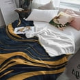 thumbnail image 6 of Fleece Blanket Abstraction Marble Texture Pattern Blankets, Soft Cozy Warm Flannel Throw Blanket, Gold Striped Blanket for Bed Couch Sofa,50x60In, 6 of 9
