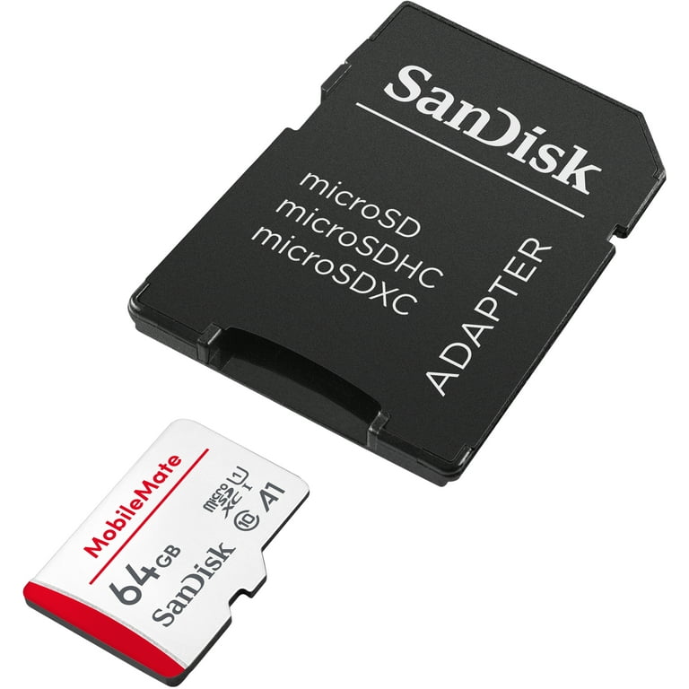 SanDisk 64GB MobileMate microSDXC UHS-1 Memory Card with Adapter - 120MB/s,  C10, U1, Full HD, A1 Micro SD Card - SDSQUA4-064G-AW6HA