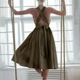 thumbnail image 2 of Sexy Vestido Casual para las Mujeres de Verano Plisado Sólido sin Mangas de Algodón Vestido sin Espalda, Correa O Estilo sin Correas, Lavadora, 2 of 8