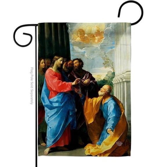 Ornament Collection G192549-BO Christ Giving the Keys Religious Faith Double-Sided Decorative Garden Flag, Multi Color
