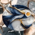 thumbnail image 3 of Marble Texture Round Fitted Table Cover Modern Golden Blue Fluid Art Waterproof Table Cloth with Elastic Edge Wipeable Tablecloth for Picnic Camping Party Fits 55"-60" Diameter, 3 of 8