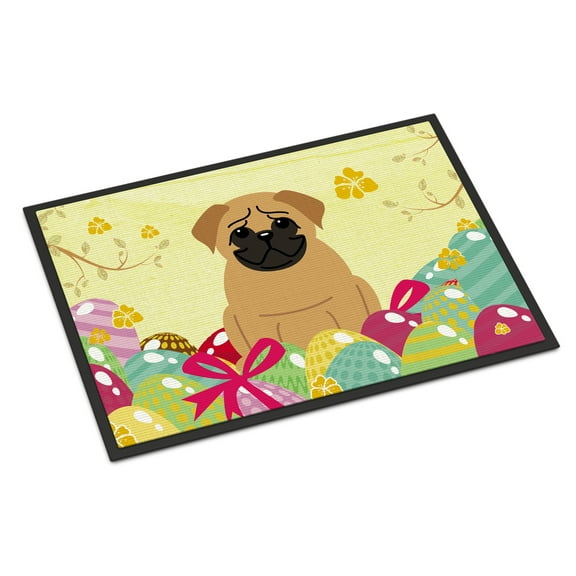 Easter Eggs Pug Brown Door Mat