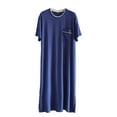 thumbnail image 2 of THDHVS Mens Robe,Pajamas for Men,Summer Men's Short Sleeve Nightgown Loose Straight Tube Mid Length Home Wear Breathable Men's Nightgown Blue M, 2 of 6