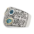 thumbnail image 3 of Sterling Silver w/14k Gold and Blue Topaz Fancy Ring QR6304, 3 of 5