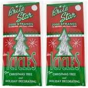 BRITE STAR Silver 18-Inch Icicle Tinsel - 2000 Strands, 2 pack